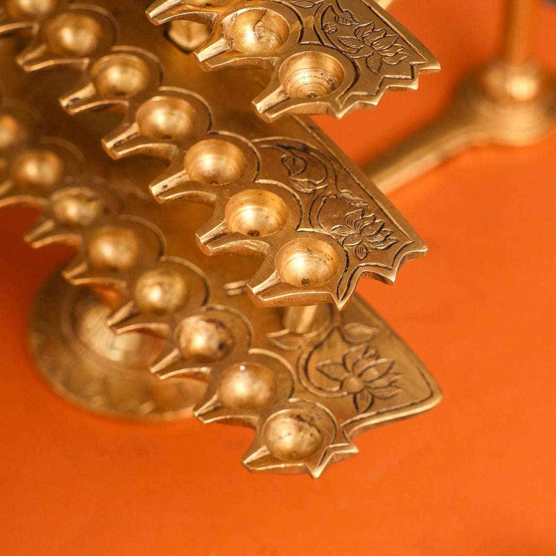 Brass Traditional 28 Petal Ganga Aarti (9.8 Inch) - Image 6