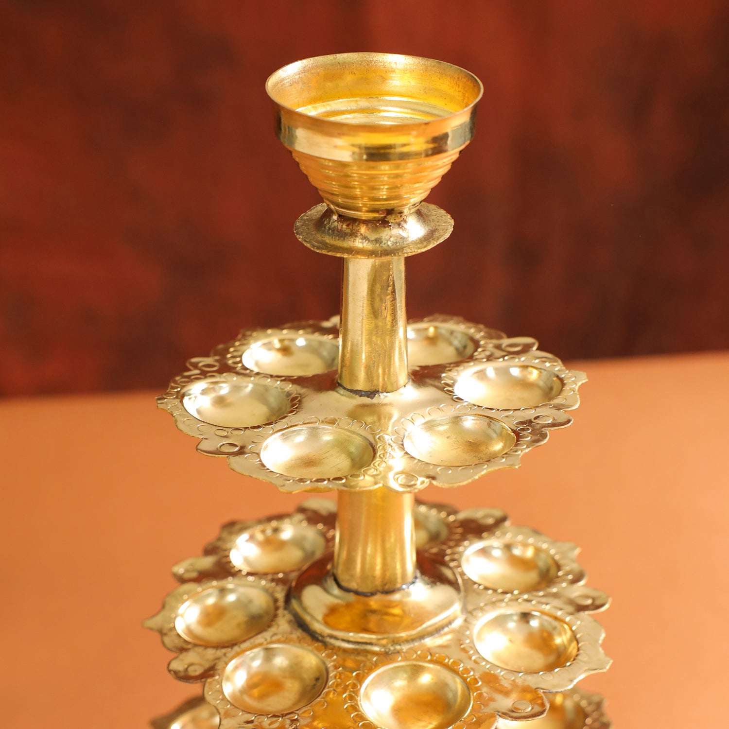 Brass Traditional 21 Petal Ganga Aarti (14 Inch) - Image 6