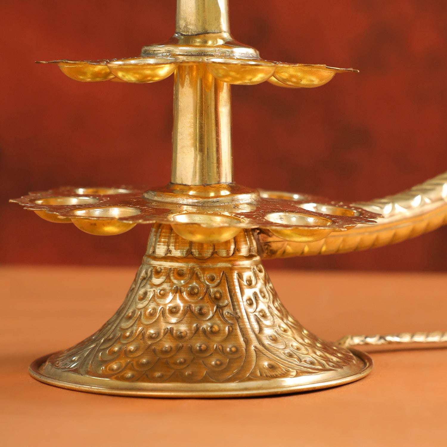 Brass Traditional 21 Petal Ganga Aarti (14 Inch) - Image 7