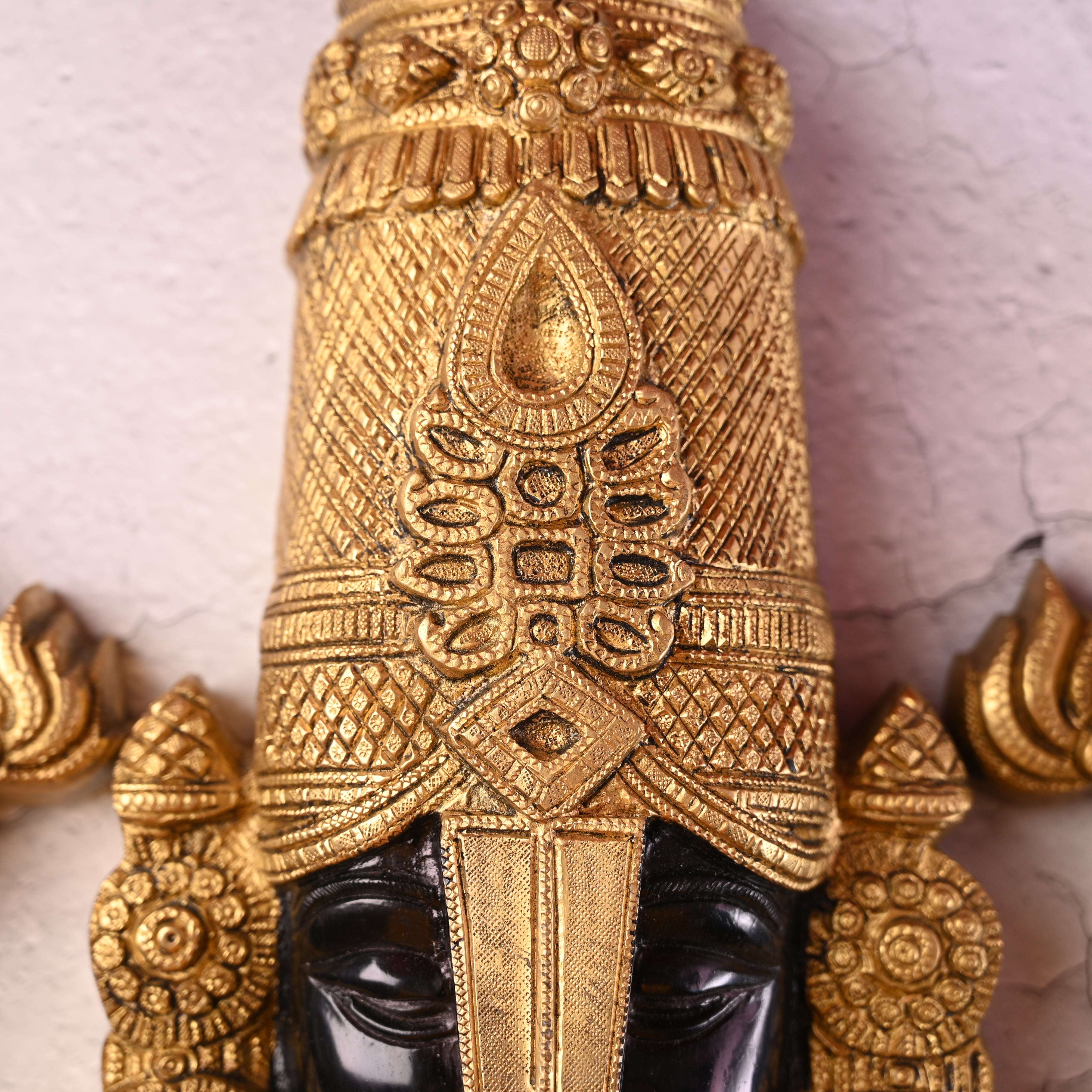 Brass Tirupati Balaji Wall Hanging – Handmade Venkateshwar Decor (14.8 Inch) - Image 2