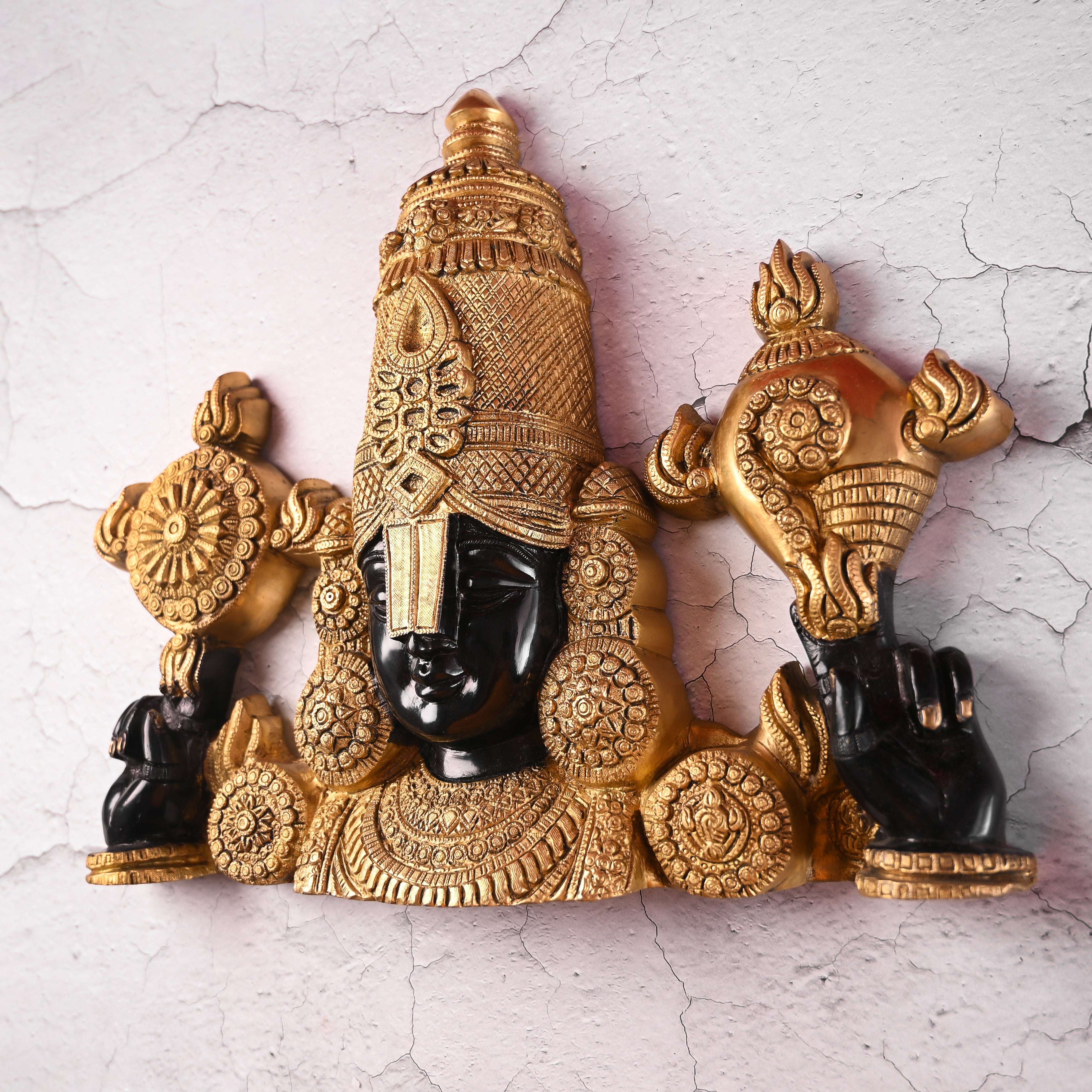 Brass Tirupati Balaji Wall Hanging – Handmade Venkateshwar Decor (14.8 Inch) - Image 6
