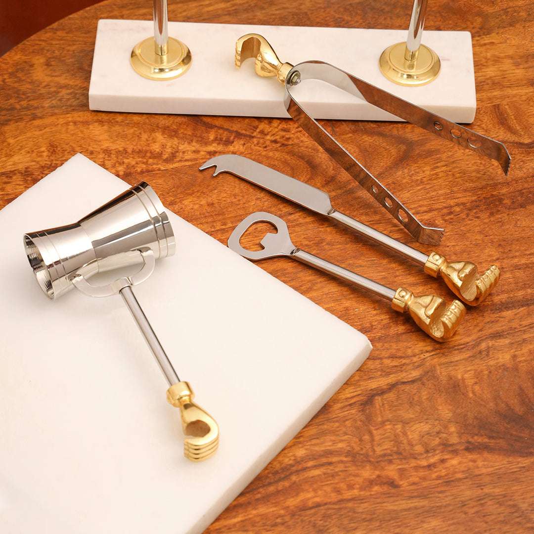 Brass & Steel Bar Tool Set with Stand (9.8 Inch) - Image 4