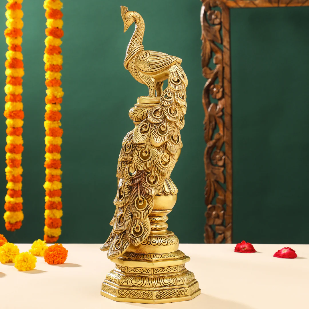 Brass Decorative Peacock Figurine (20 Inch)