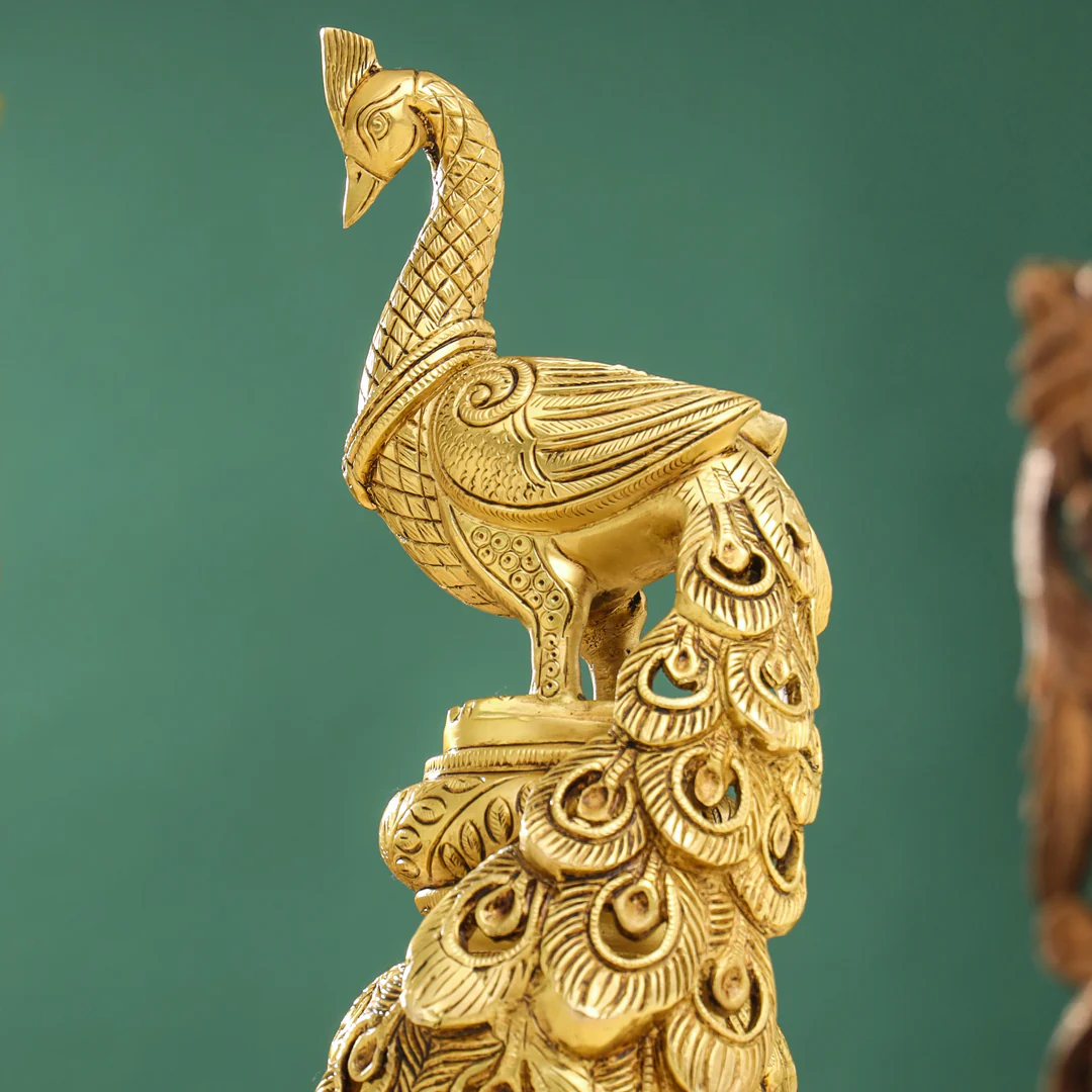 Brass Decorative Peacock Figurine (20 Inch) - Image 2