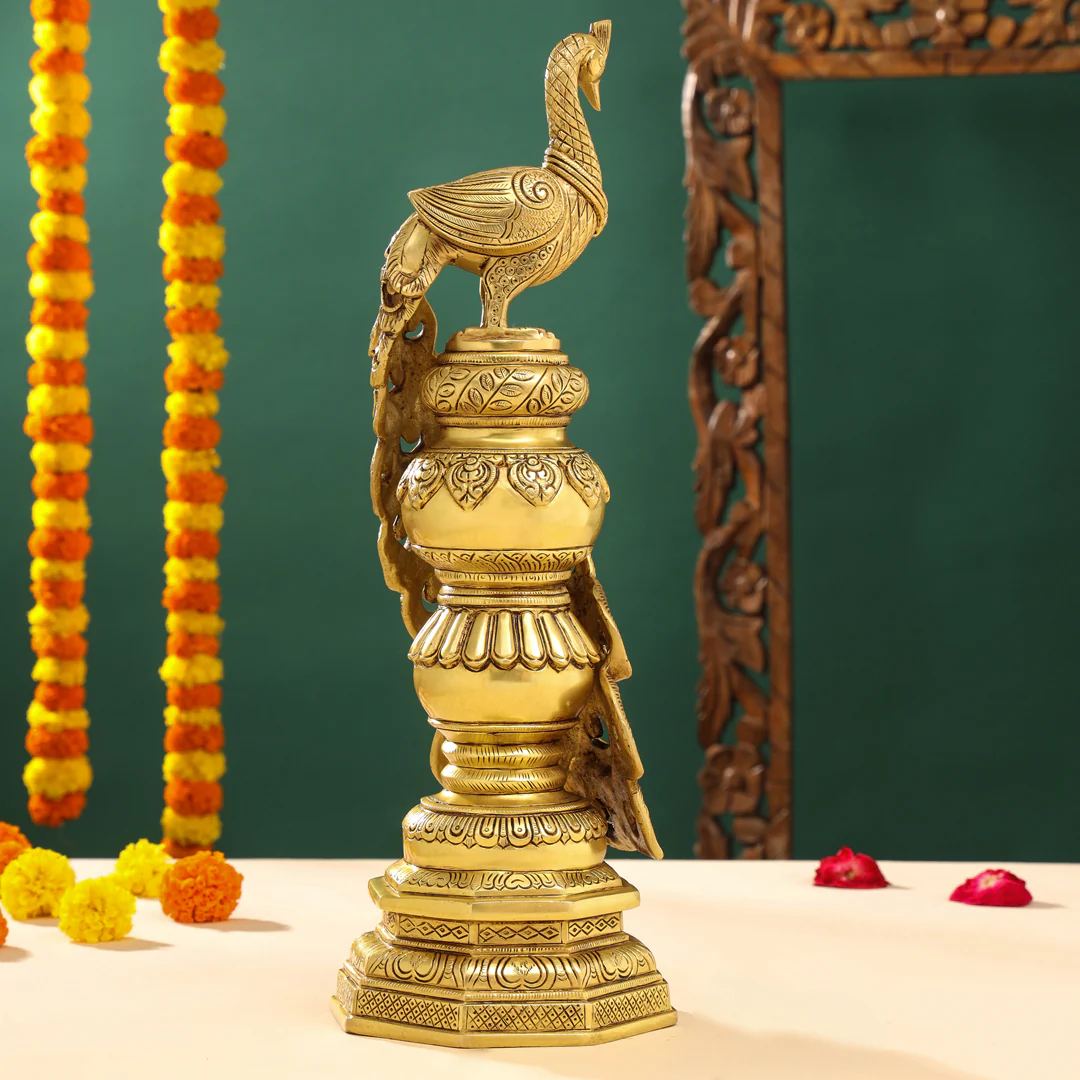 Brass Decorative Peacock Figurine (20 Inch) - Image 3