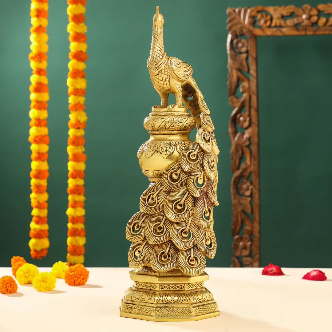 Brass Decorative Peacock Figurine (20 Inch) - Image 4