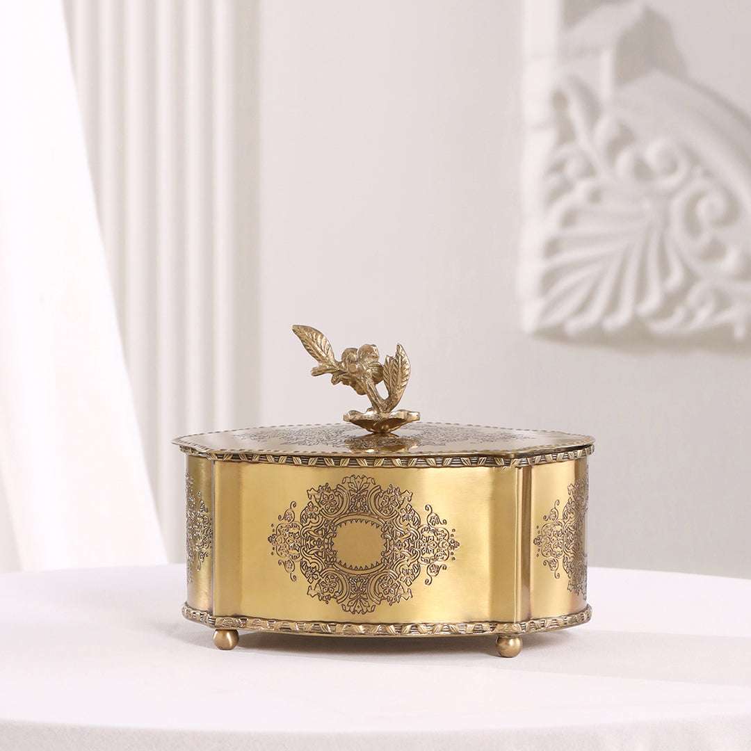Brass Dry Fruit Box with Floral Lid - Image 10