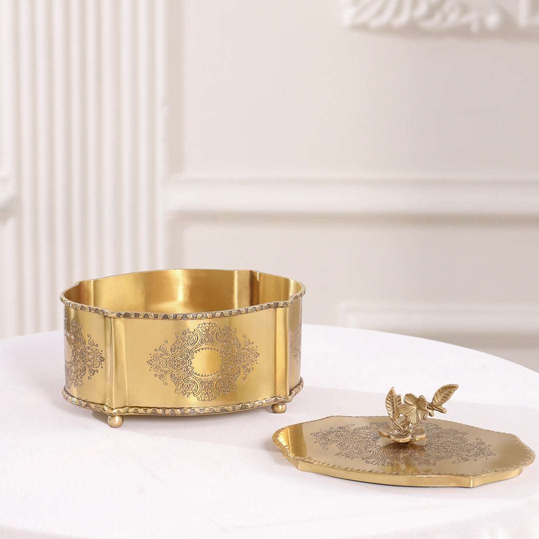 Brass Dry Fruit Box with Floral Lid - Image 3