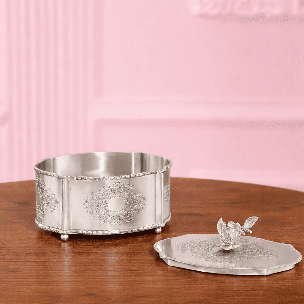 Brass Dry Fruit Box with Floral Lid - Image 4
