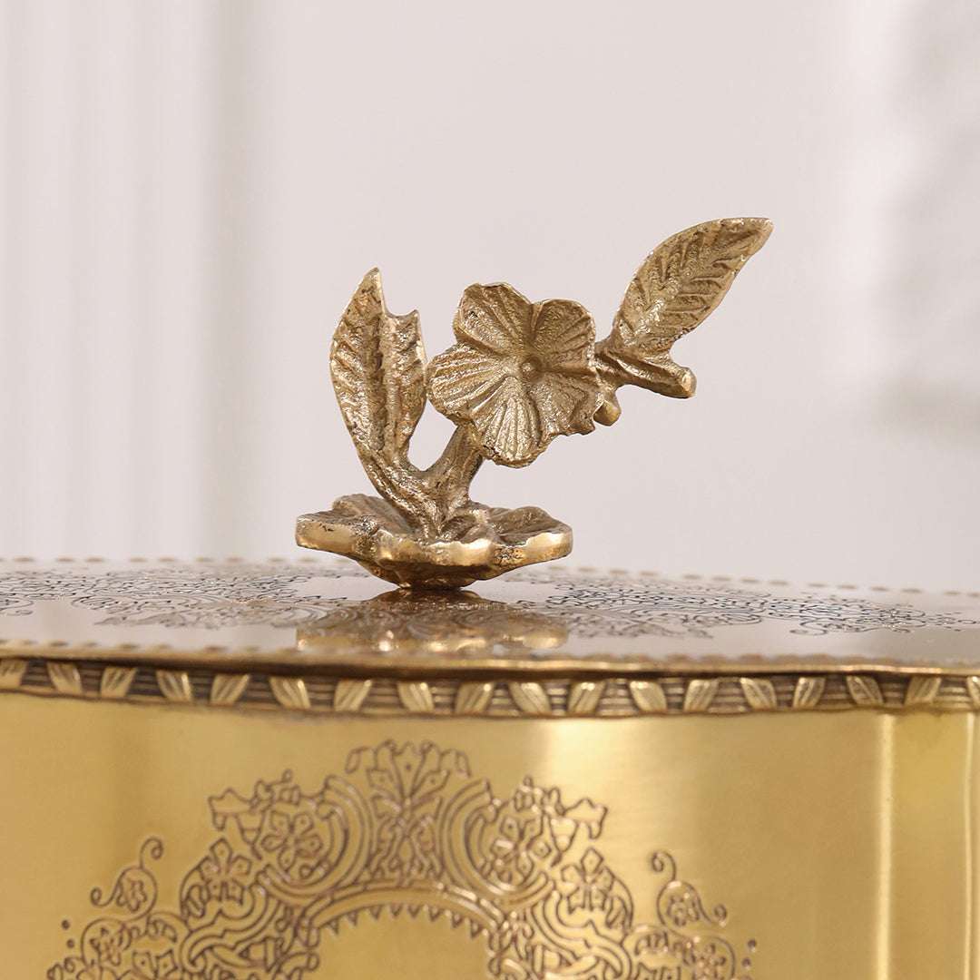 Brass Dry Fruit Box with Floral Lid - Image 6