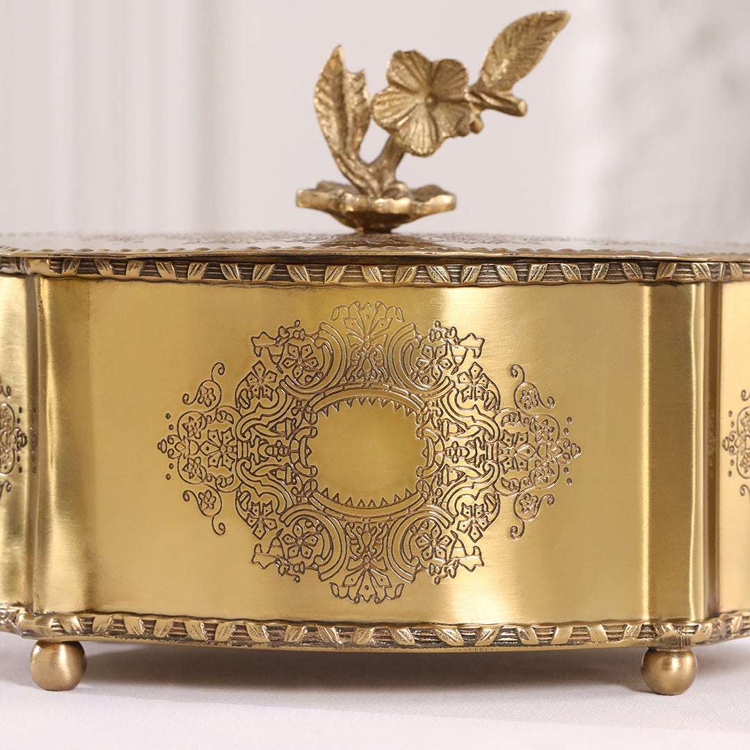 Brass Dry Fruit Box with Floral Lid - Image 7