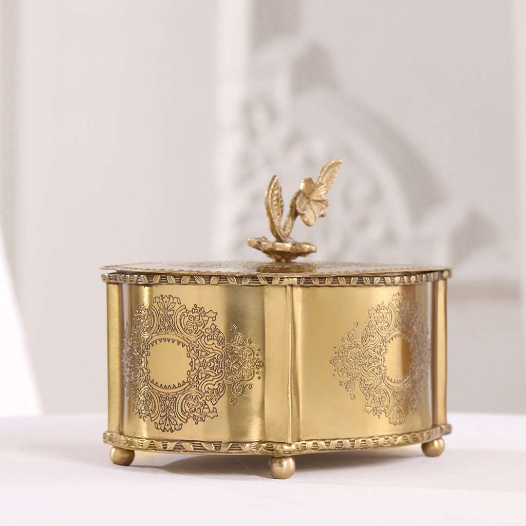 Brass Dry Fruit Box with Floral Lid - Image 9
