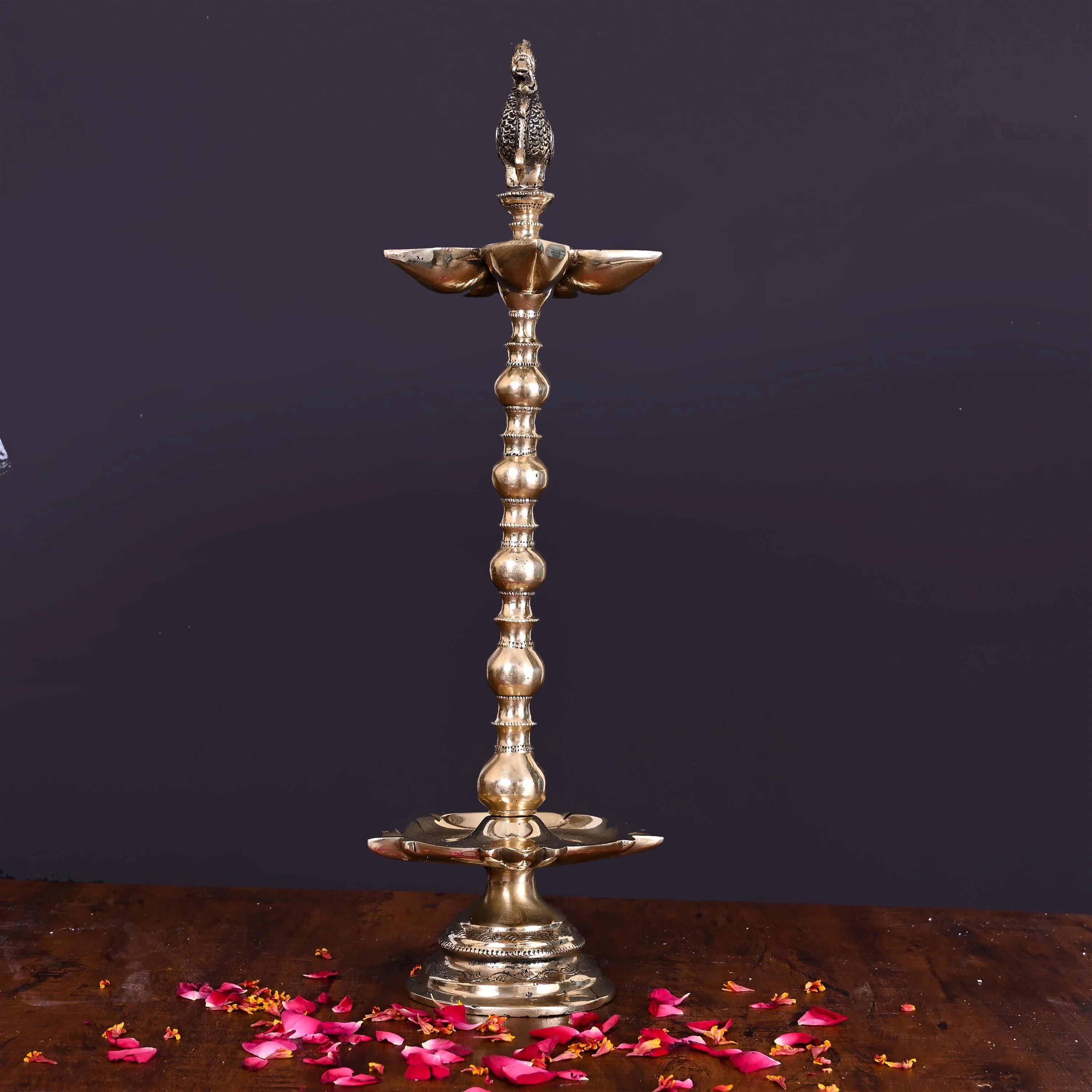 Brass 10 Petal Peacock Long Lamp (17 Inch) - Image 3