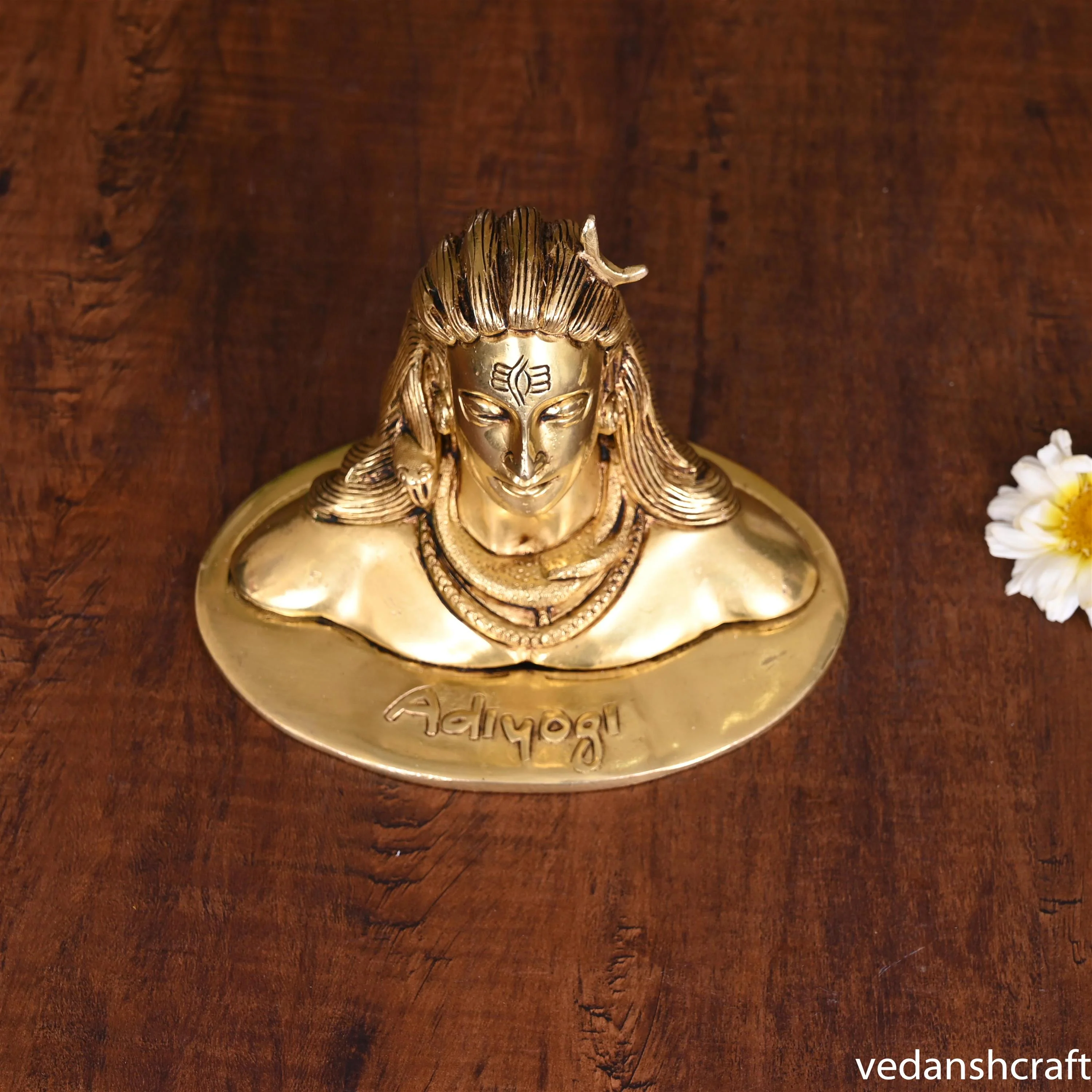 Brass Adiyogi Shiva Bust (4.5 Inch) - Image 3