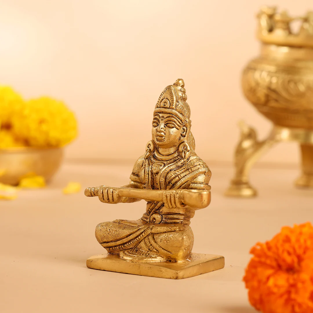 Brass Annapurna Devi Statue (4 Inch) - Image 2