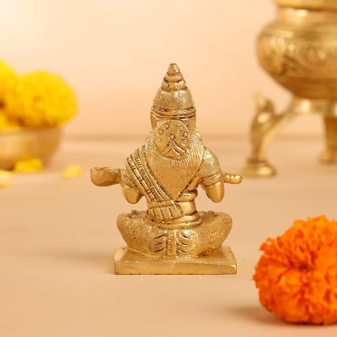 Brass Annapurna Devi Statue (4 Inch) - Image 3