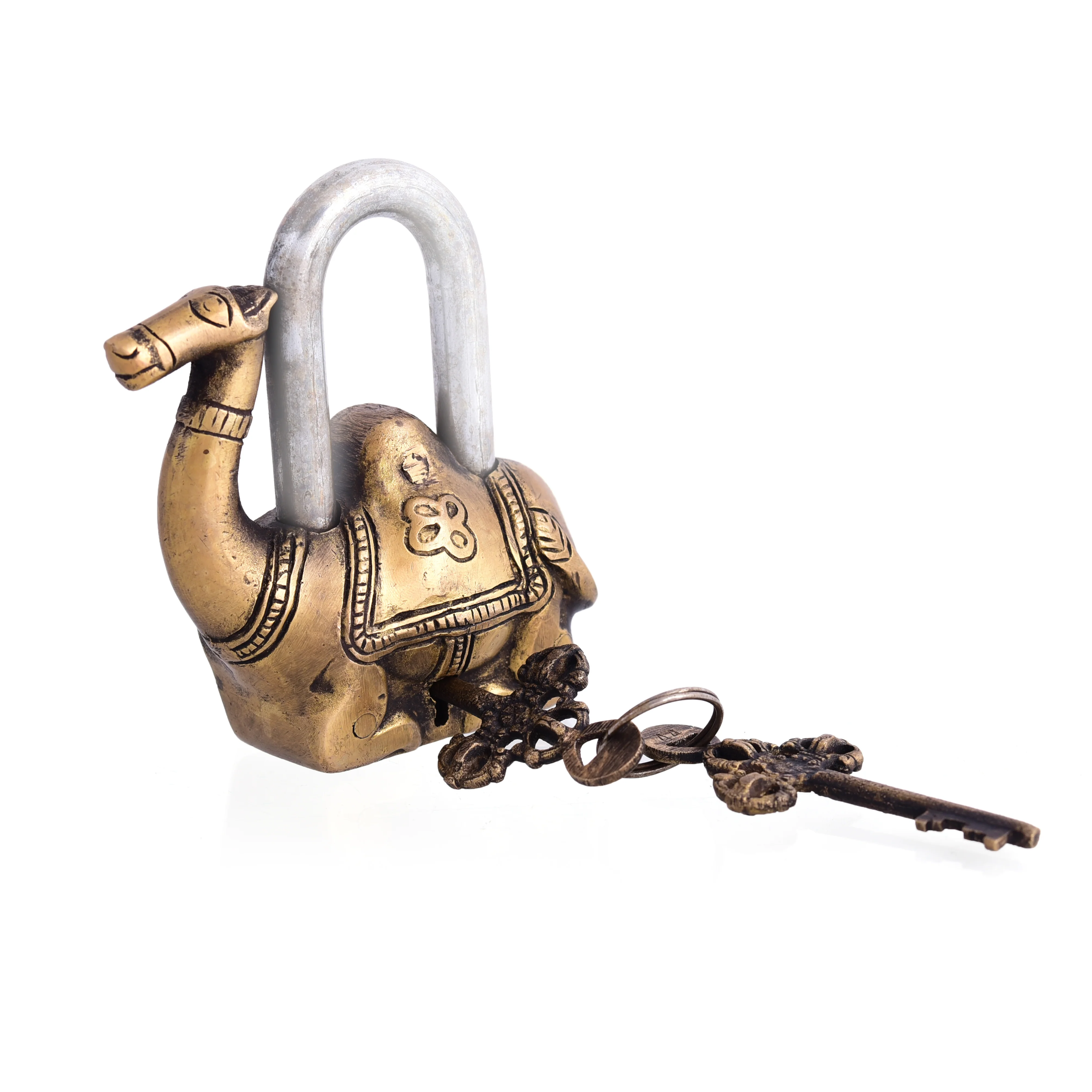 Brass Camel Door Lock With Two Keys (4.2 Inch) - Image 3