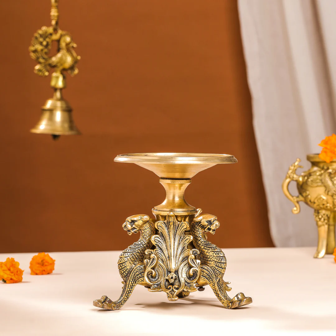 Brass Antique Candle Holder (7 Inch) - Image 4