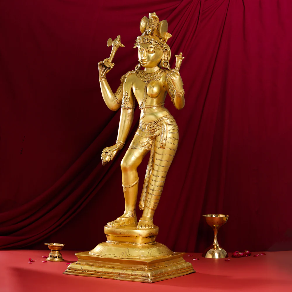 Brass Ardhanarishwara Statue (35 Inch) - Image 2