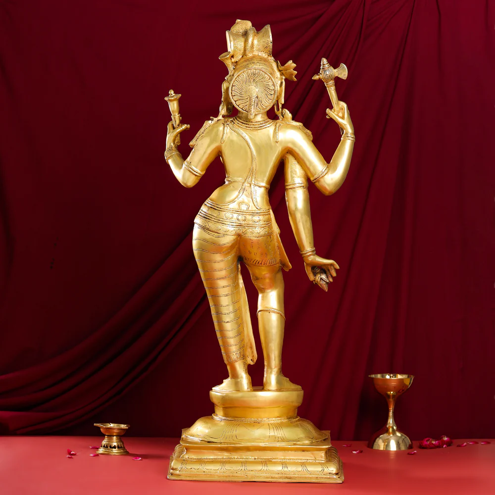 Brass Ardhanarishwara Statue (35 Inch) - Image 3