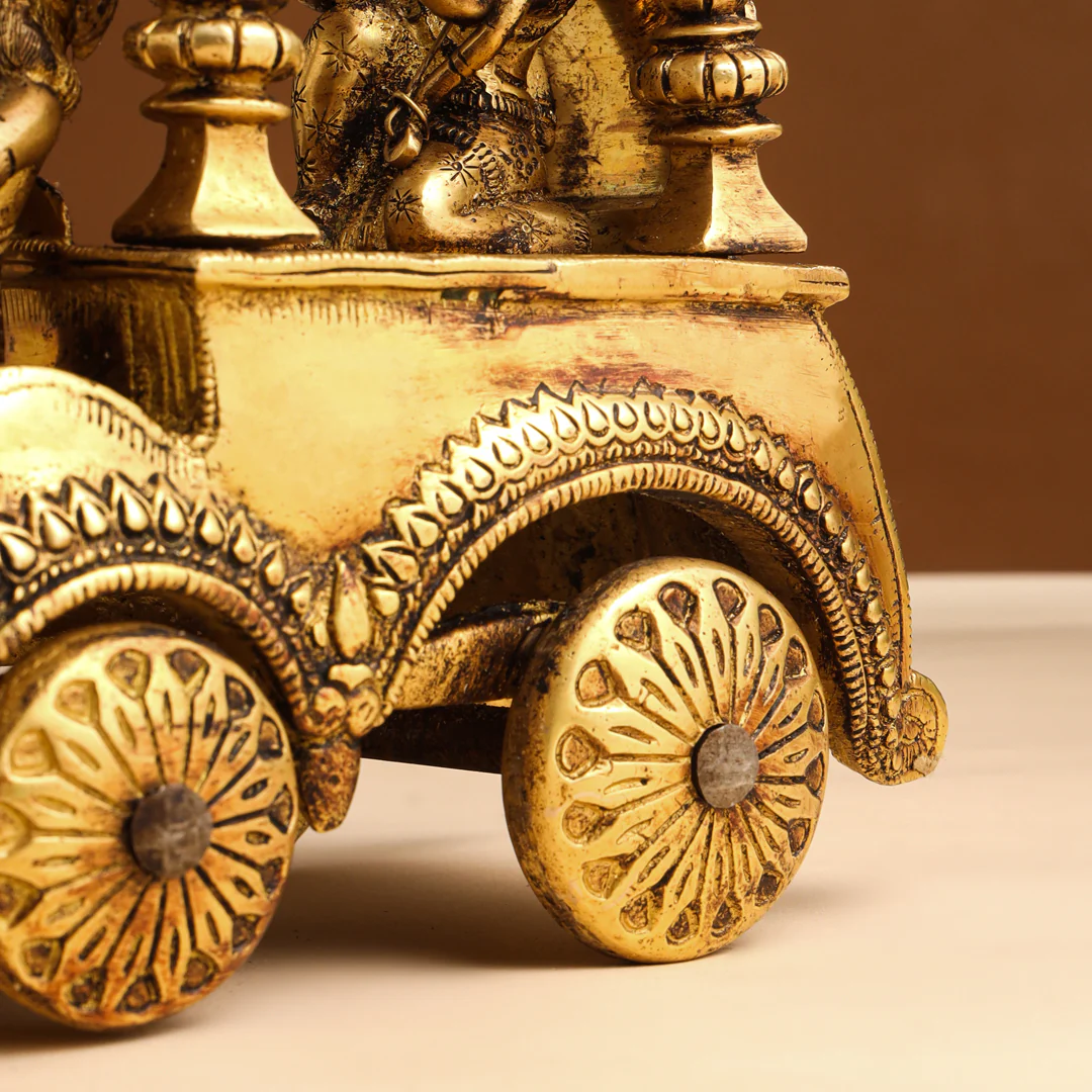 Brass Arjun And Krishna Rath (15 Inch) - Image 6
