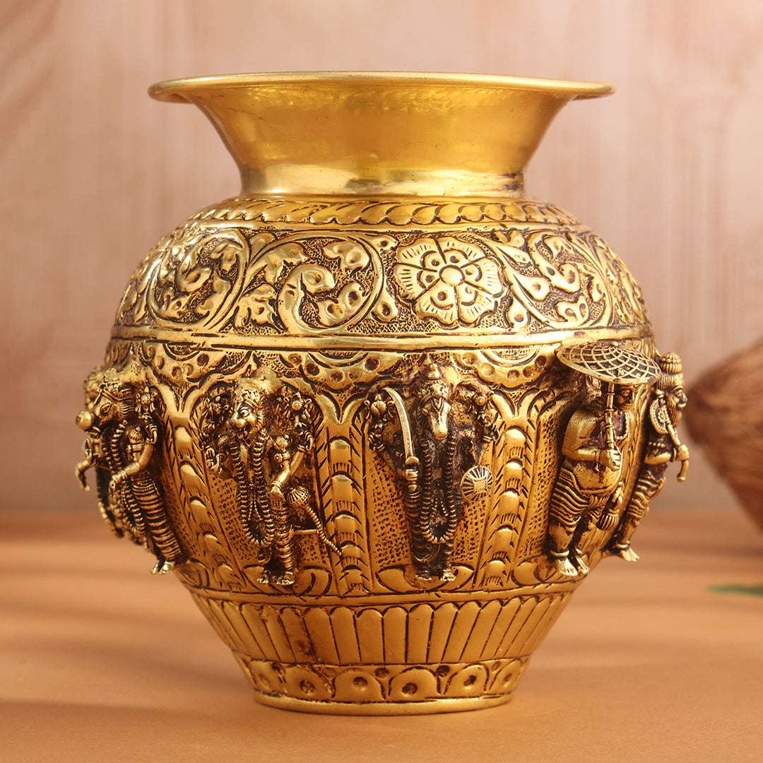 Brass Ashtalakshmi And Dashavatara Kodam / Kalash - Image 11