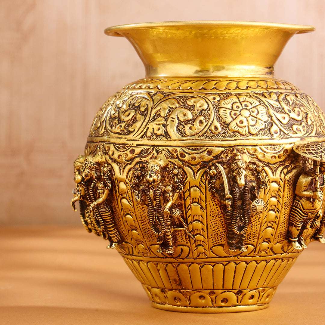 Brass Ashtalakshmi And Dashavatara Kodam / Kalash - Image 12