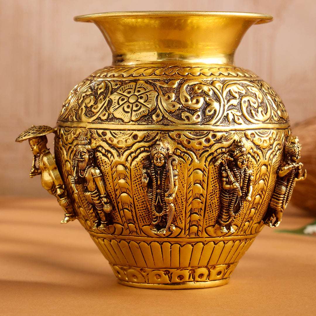 Brass Ashtalakshmi And Dashavatara Kodam / Kalash - Image 4
