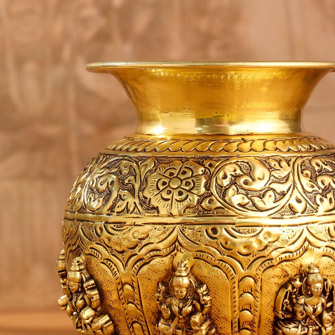 Brass Ashtalakshmi And Dashavatara Kodam / Kalash - Image 7