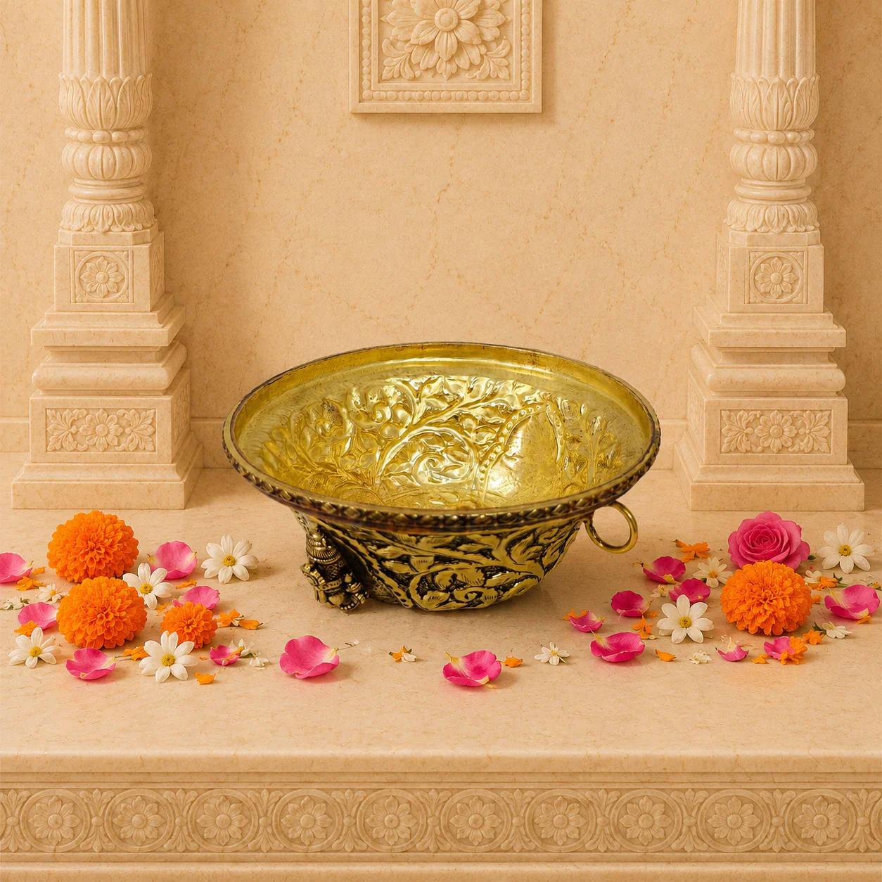 Brass Ashtalakshmi & Balaji Lakshmi Decorative Bowl - Image 7