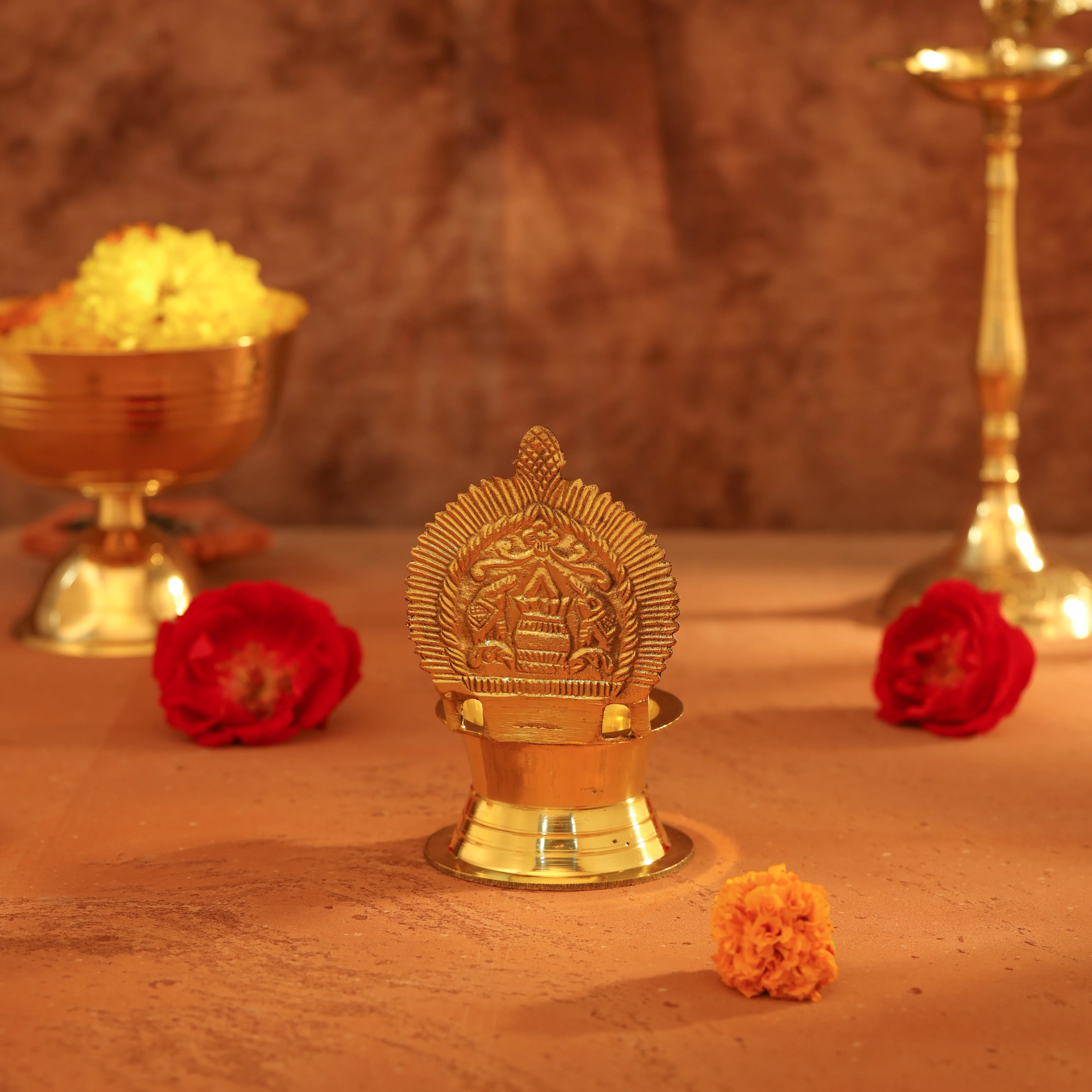 Brass Ashtalakshmi Ganesha Diya (6 Inch) - Image 5