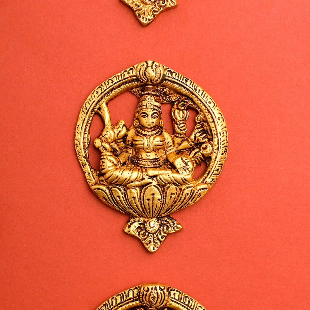 Brass Ashtalakshmi Hanging Plates Set (3.5 Inch) - Image 8