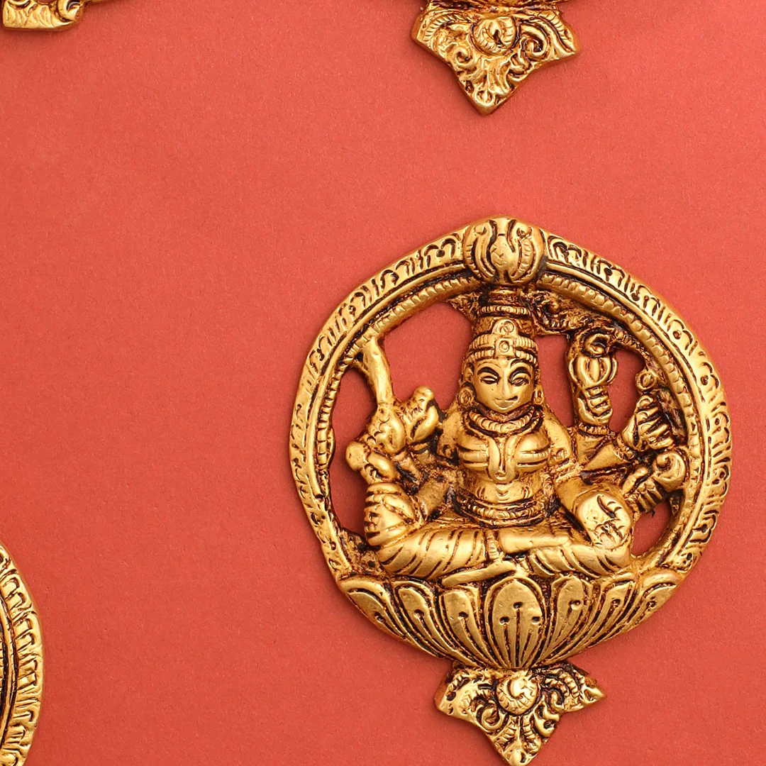 Brass Ashtalakshmi Hanging Plates Set (3.5 Inch) - Image 9