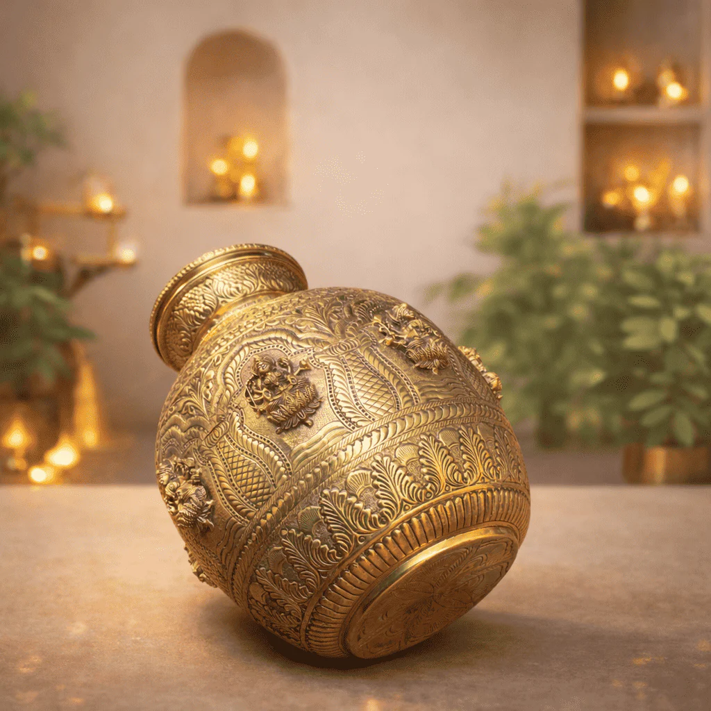 Brass Ashtalakshmi Kodam / Kalash (14 Inch) - Image 3