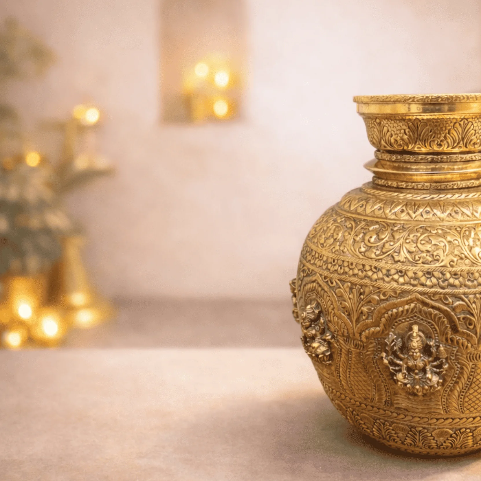 Brass Ashtalakshmi Kodam / Kalash (14 Inch) - Image 4