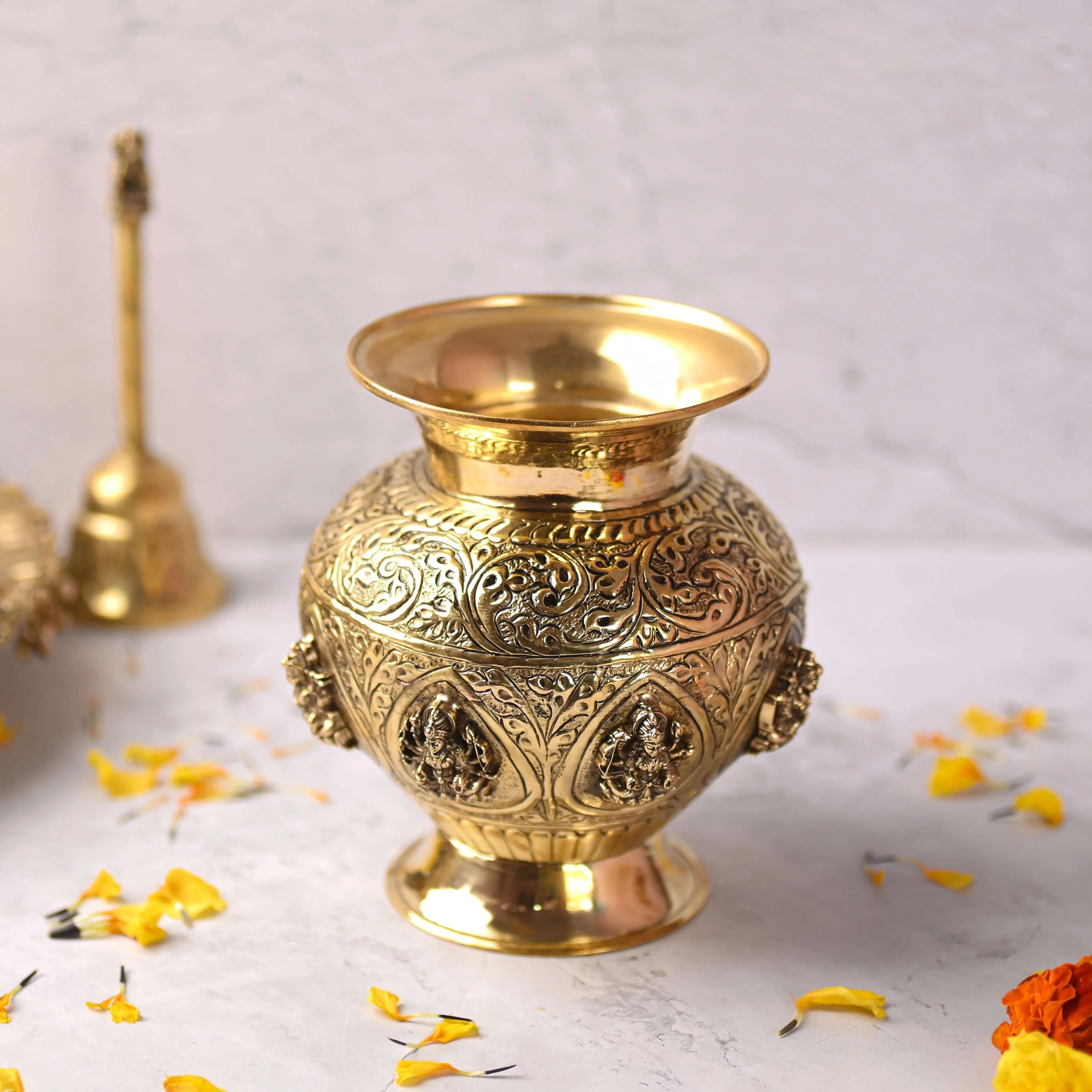 Brass Ashtalakshmi Kodam / Kalash (5.5 Inch) - Image 2