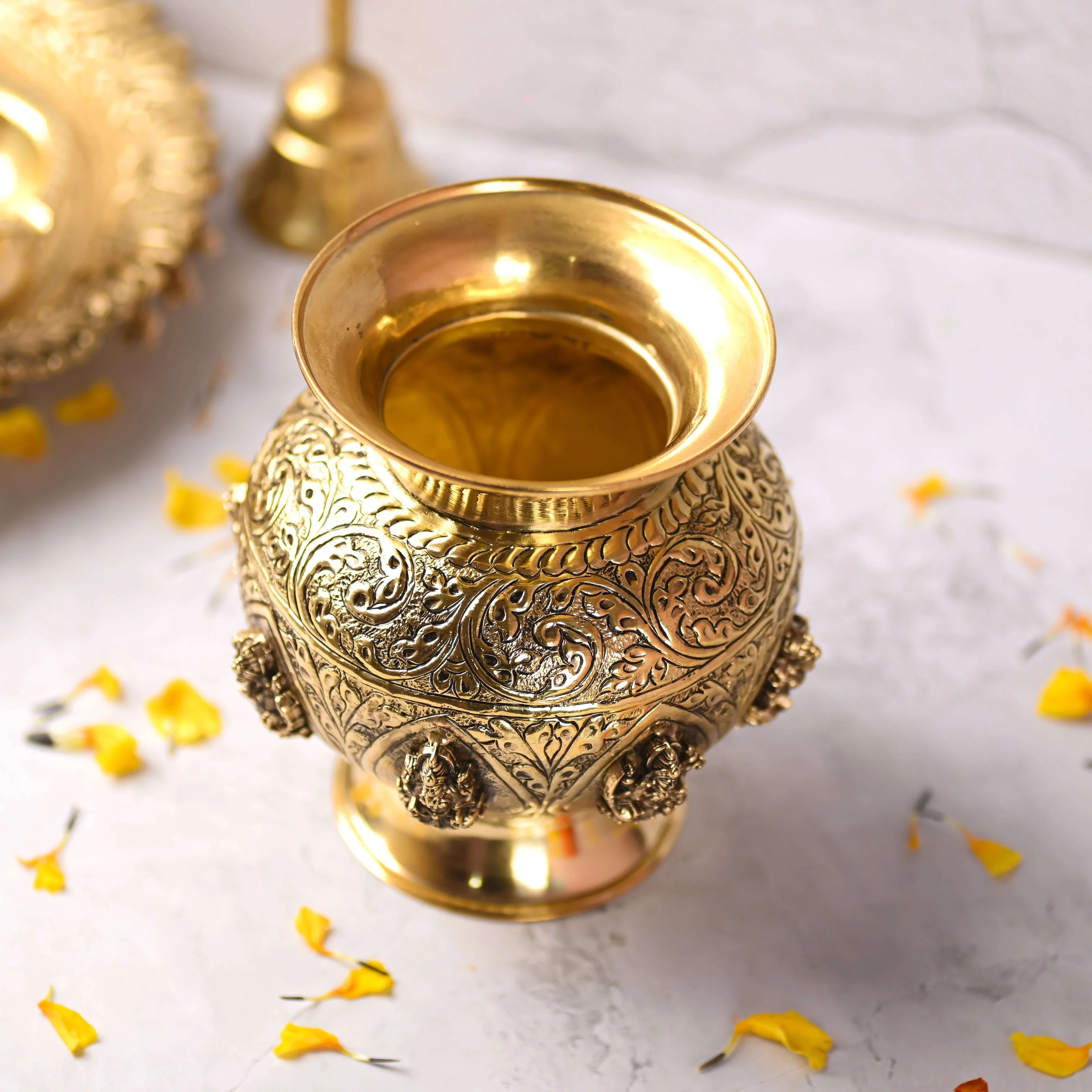 Brass Ashtalakshmi Kodam / Kalash (5.5 Inch) - Image 4