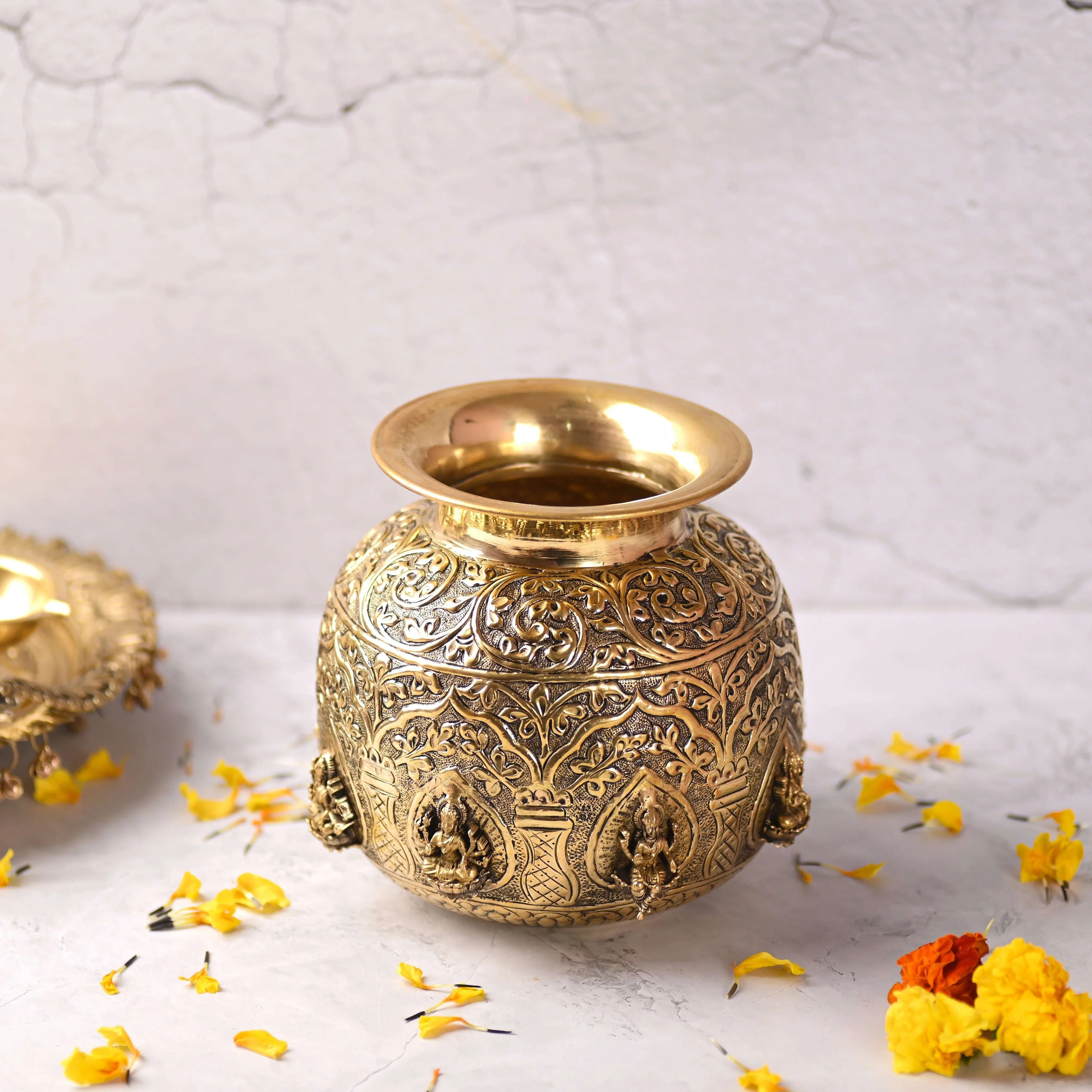 Brass Ashtalakshmi Kodam / Kalash (7.8 Inch) - Image 2