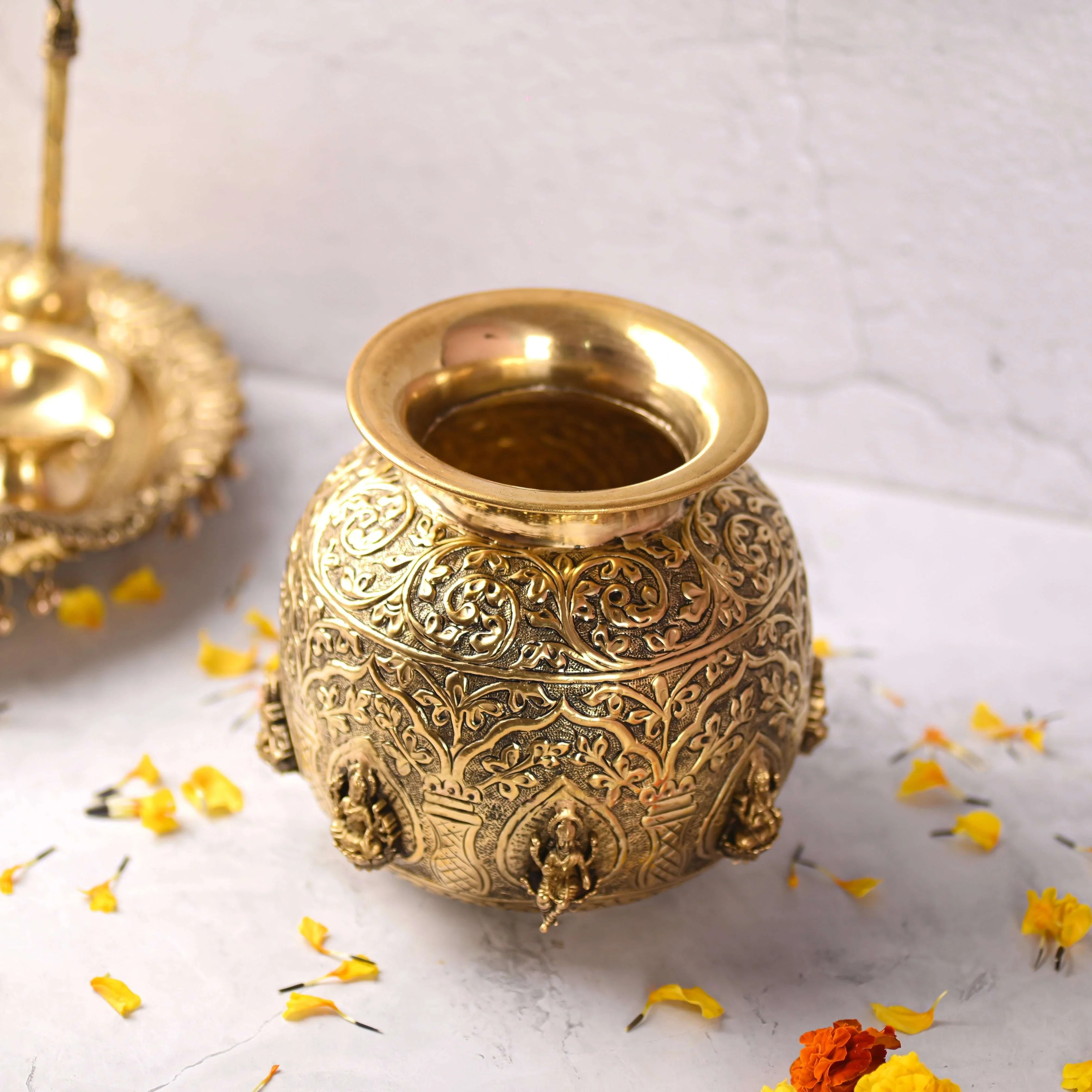 Brass Ashtalakshmi Kodam / Kalash (7.8 Inch) - Image 3