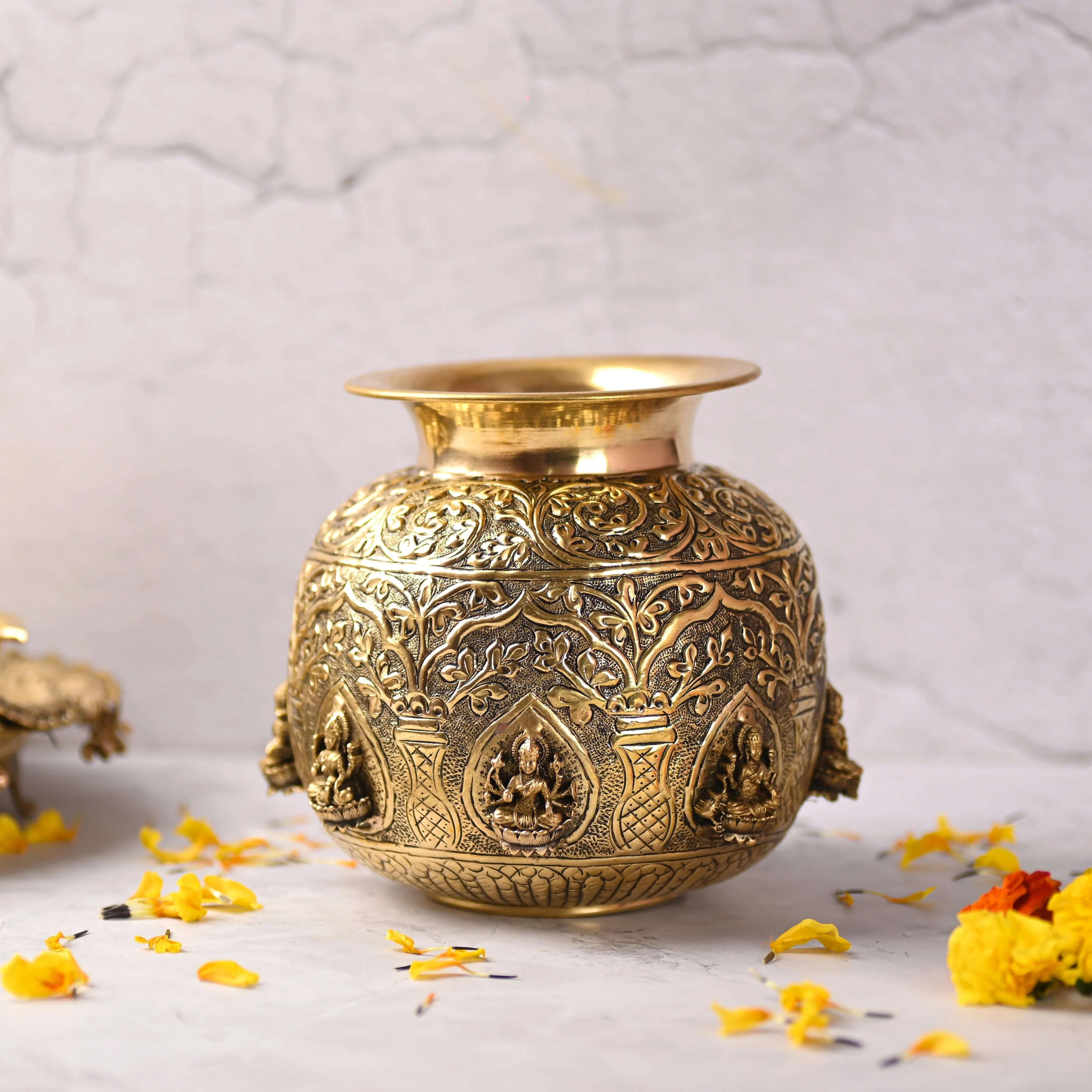 Brass Ashtalakshmi Kodam / Kalash (7.8 Inch) - Image 4