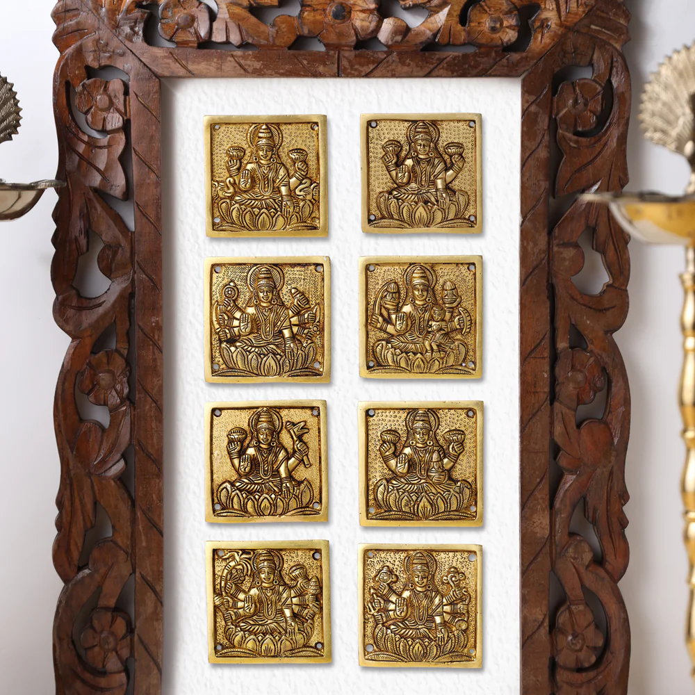 Brass Ashtalakshmi Hanging Plates Set (4 Inch)