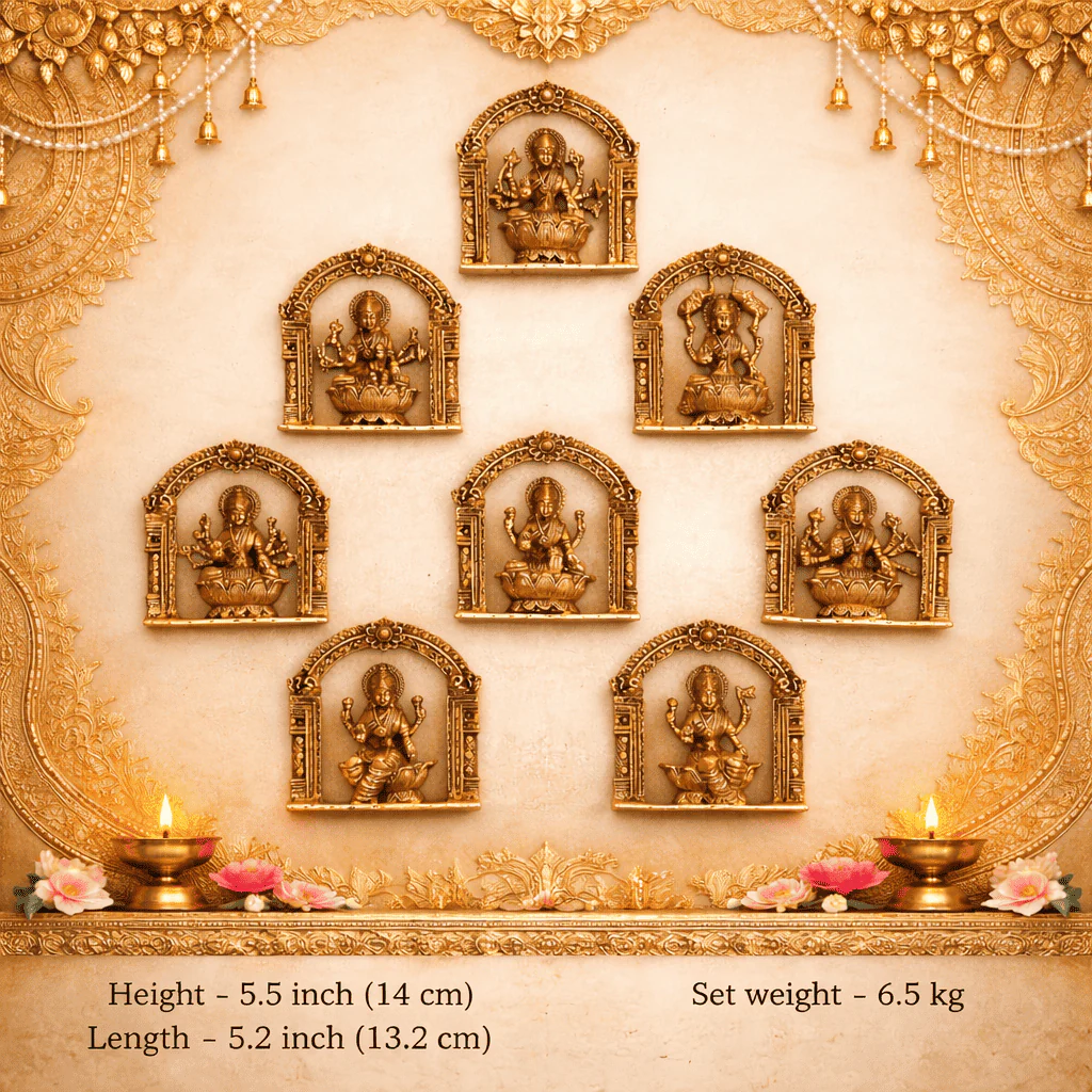 Brass Ashtalakshmi Wall Hanging Plates Set (5.5 Inch) - Image 2