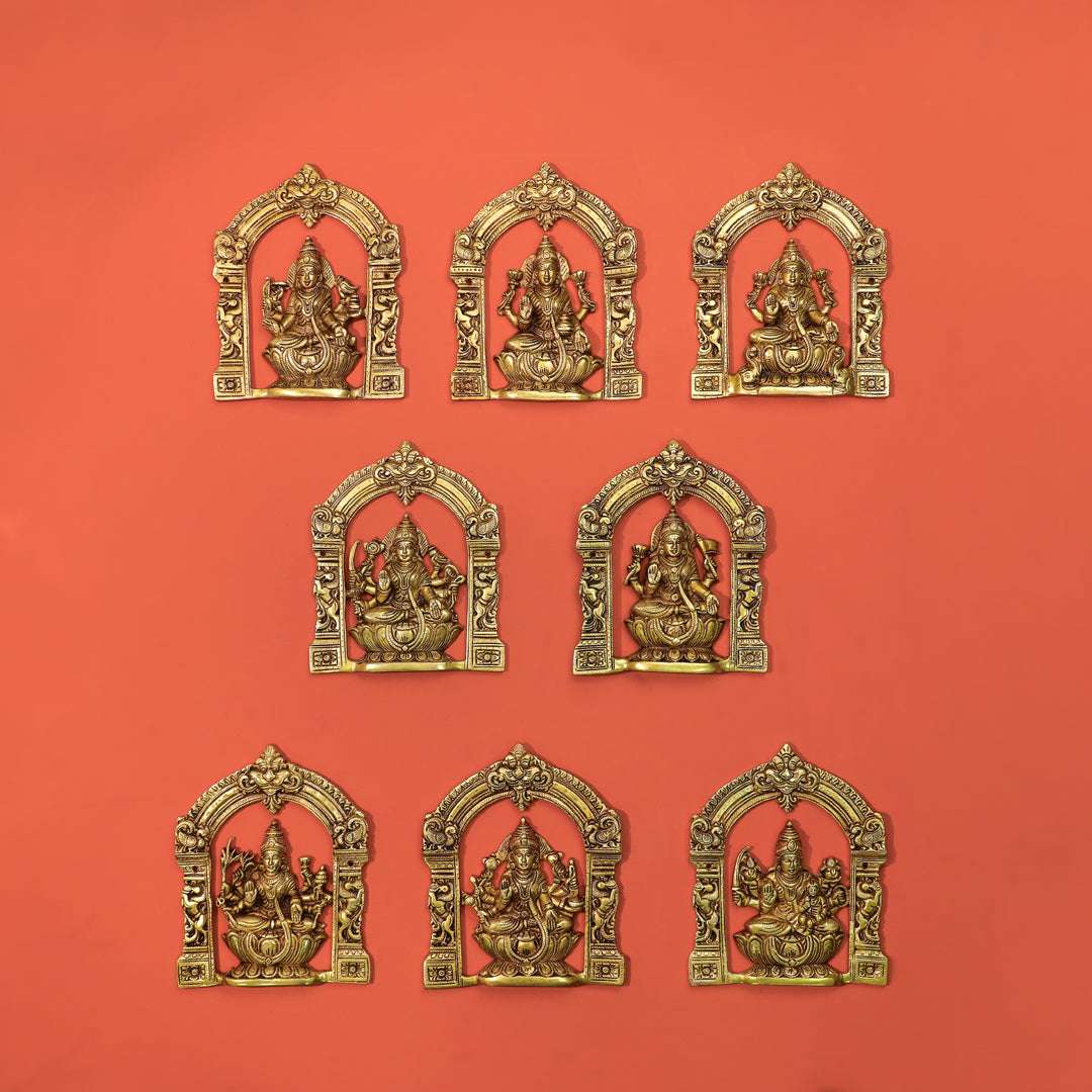 Brass Ashtalakshmi Wall Hanging Plates Set (5.5 Inch) - Image 7