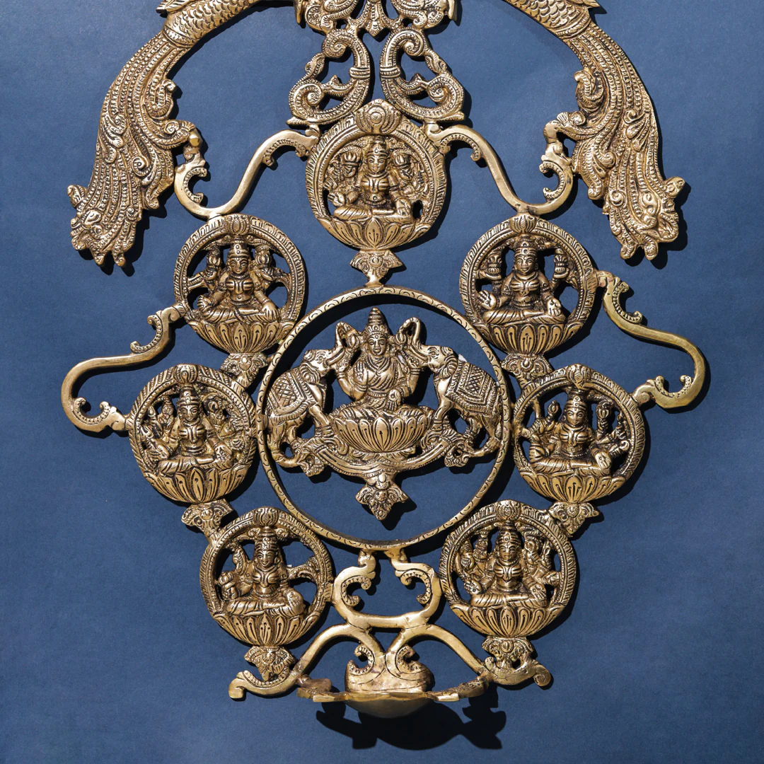 Brass Ashtalakshmi Wall Hanging Diya (19 Inch) - Image 5