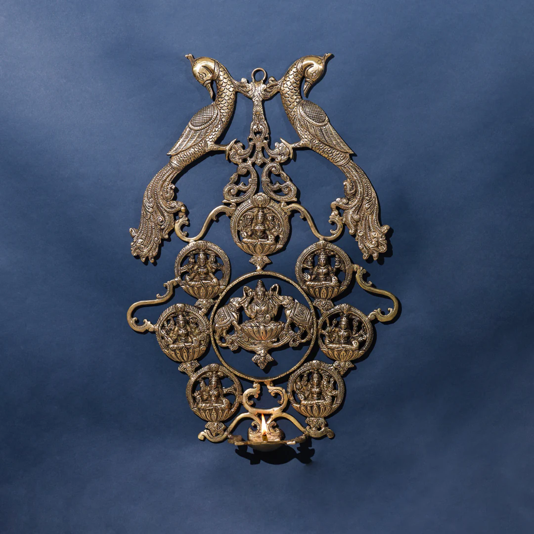 Brass Ashtalakshmi Wall Hanging Diya (19 Inch) - Image 6
