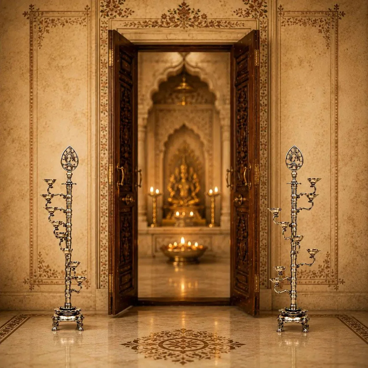 Brass Asthadeep Long Lamp Set (32 Inch) - Image 2