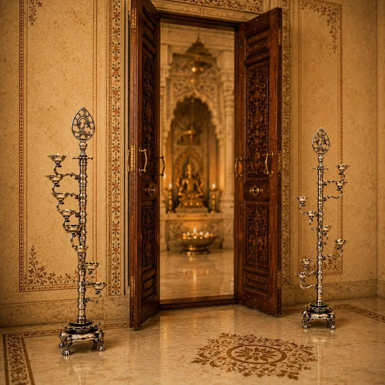 Brass Asthadeep Long Lamp Set (32 Inch) - Image 3