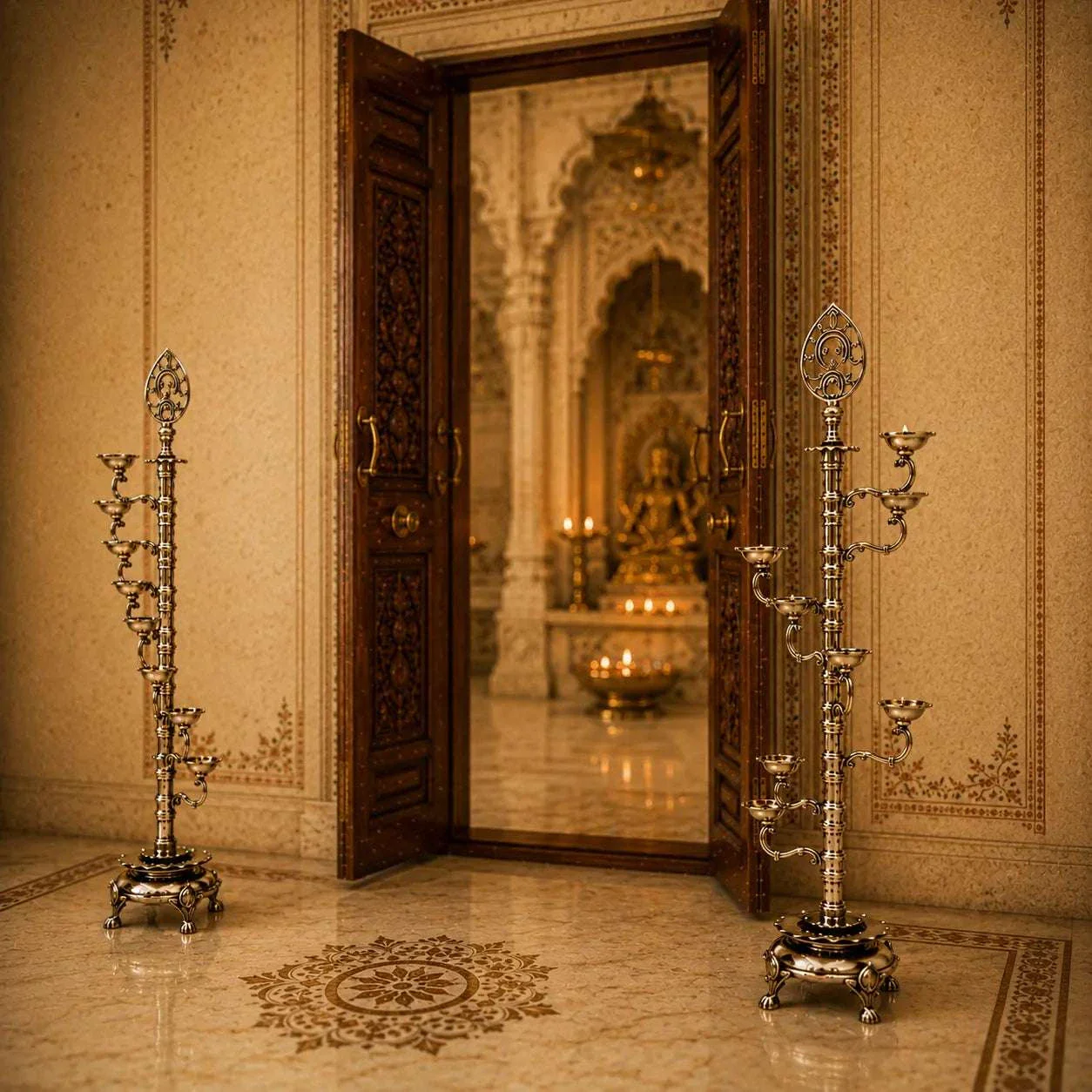Brass Asthadeep Long Lamp Set (32 Inch) - Image 4