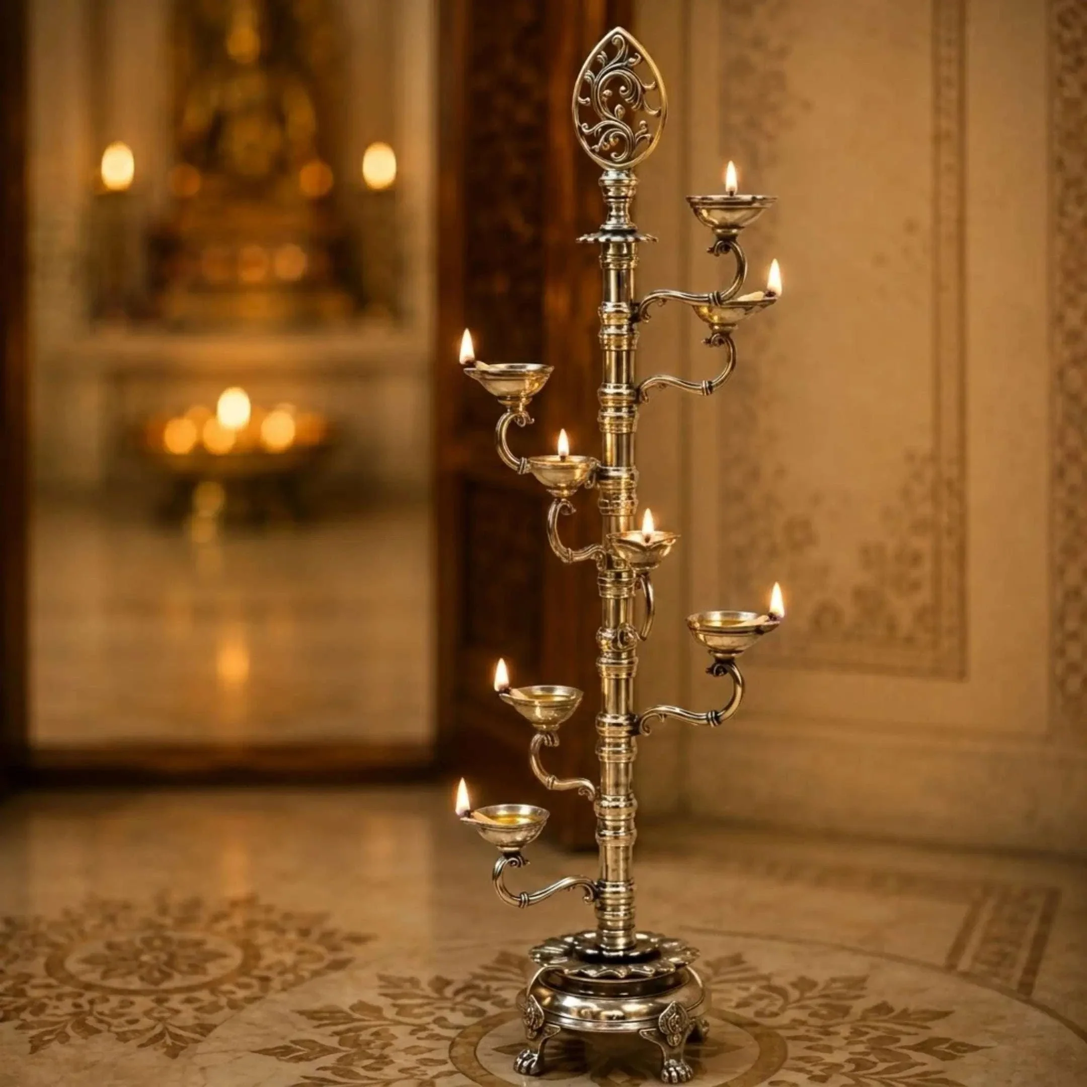 Brass Asthadeep Long Lamp Set (32 Inch) - Image 5