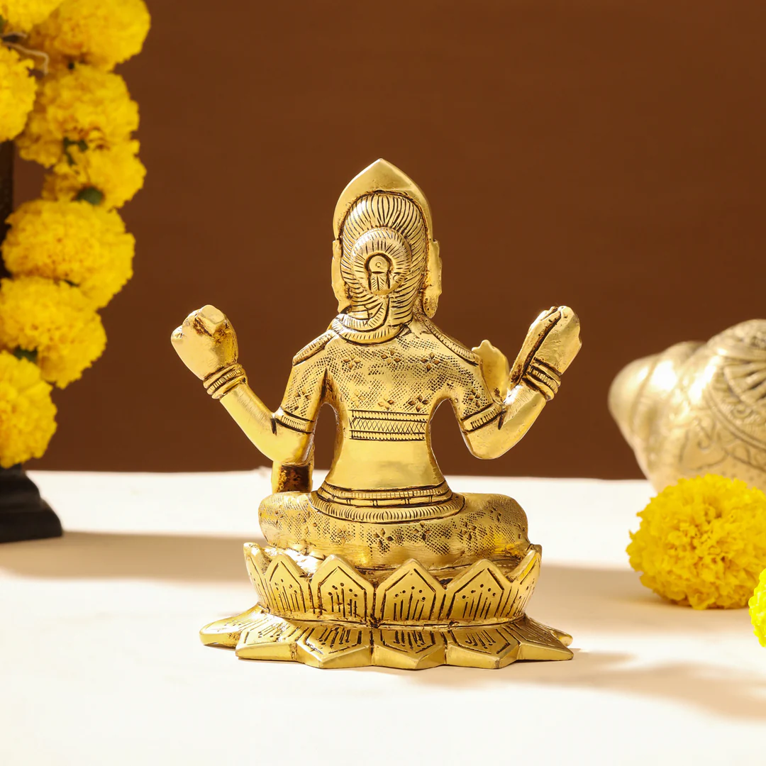 Brass Bala Tripurasundari Idol On Lotus (6 Inch) - Image 4